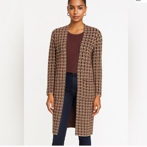 015. Italian Boutique Brown Patterned Long Cardigan